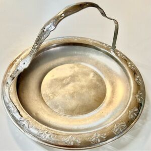 Vintage H.LERNER Co. Silver Plated Bridal Basket Swing Handle Serving Dish Tray